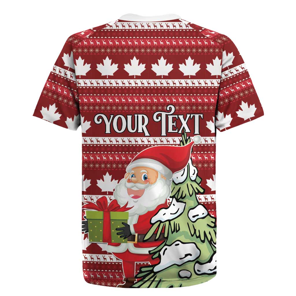 Personalized Canada Christmas Rugby Jersey Maple Leaf Pattern - Wonder Print Shop