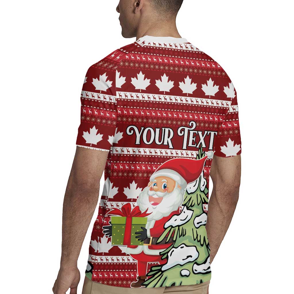 Personalized Canada Christmas Rugby Jersey Maple Leaf Pattern - Wonder Print Shop