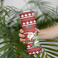 Personalized Canada Christmas Skinny Tumbler Maple Leaf Pattern - Wonder Print Shop