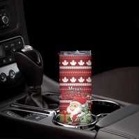 Personalized Canada Christmas Skinny Tumbler Maple Leaf Pattern - Wonder Print Shop