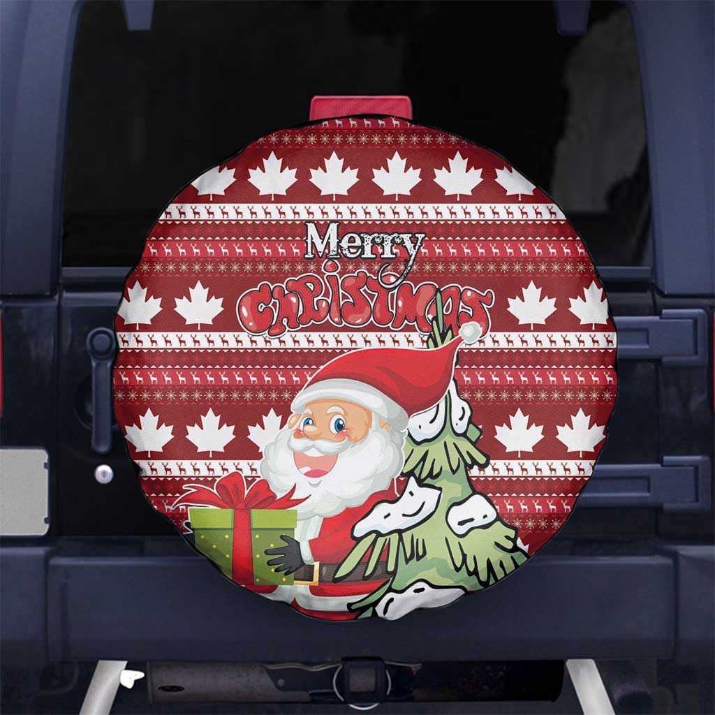 Canada Christmas Spare Tire Cover Maple Leaf Pattern - Wonder Print Shop