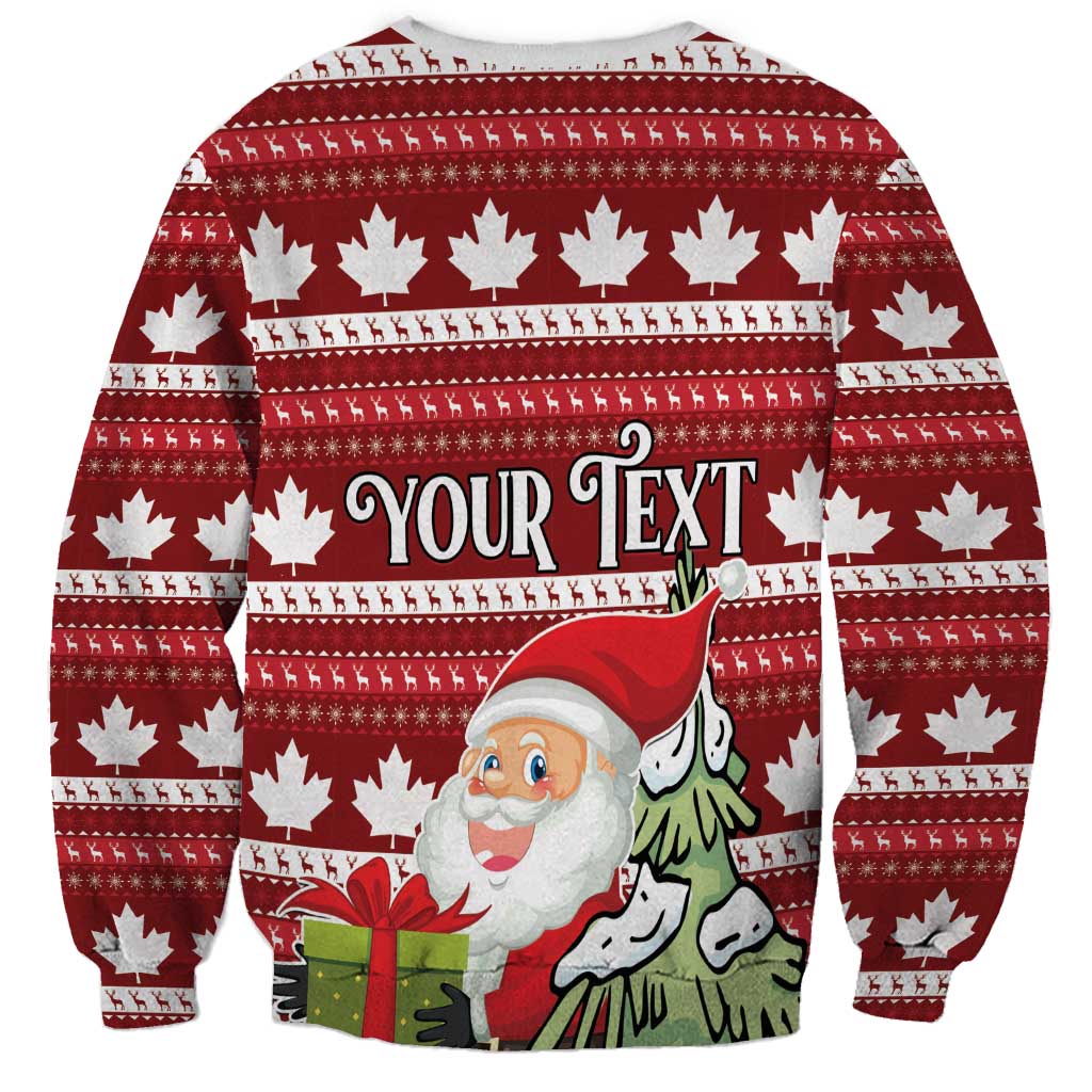 Personalized Canada Christmas Sweatshirt Maple Leaf Pattern - Wonder Print Shop