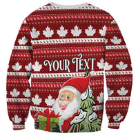 Personalized Canada Christmas Sweatshirt Maple Leaf Pattern - Wonder Print Shop