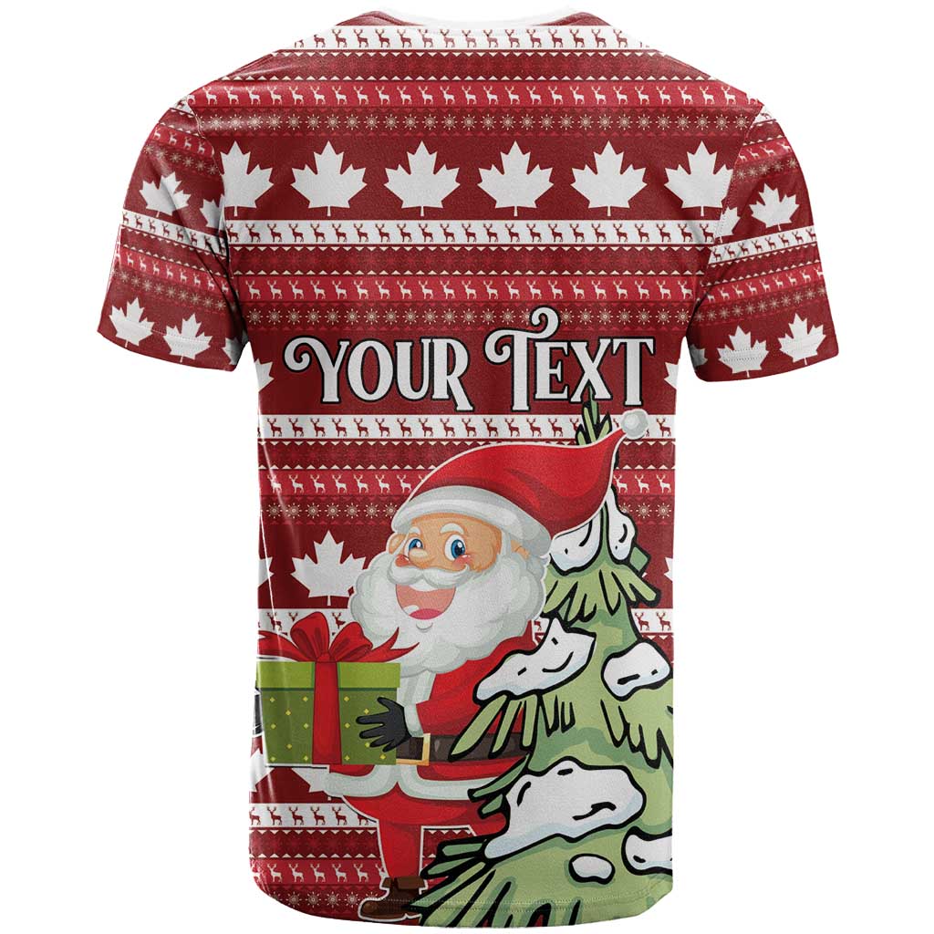Personalized Canada Christmas T Shirt Maple Leaf Pattern - Wonder Print Shop