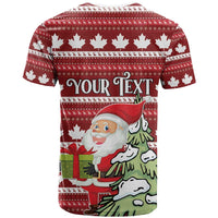 Personalized Canada Christmas T Shirt Maple Leaf Pattern - Wonder Print Shop
