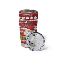 Personalized Canada Christmas Tumbler Cup Maple Leaf Pattern - Wonder Print Shop