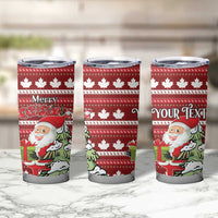 Personalized Canada Christmas Tumbler Cup Maple Leaf Pattern - Wonder Print Shop