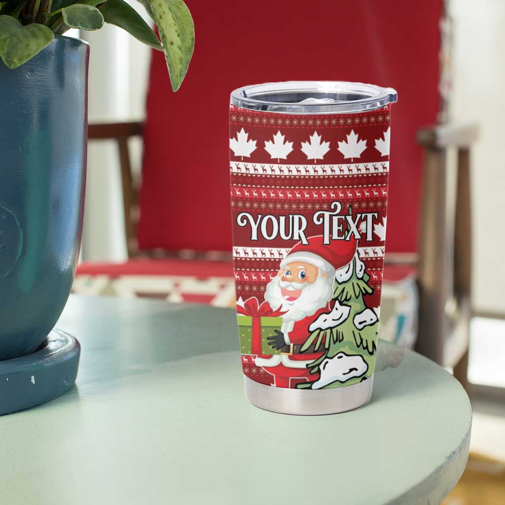 Personalized Canada Christmas Tumbler Cup Maple Leaf Pattern - Wonder Print Shop