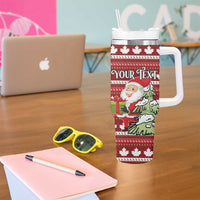 Personalized Canada Christmas Tumbler With Handle Maple Leaf Pattern - Wonder Print Shop