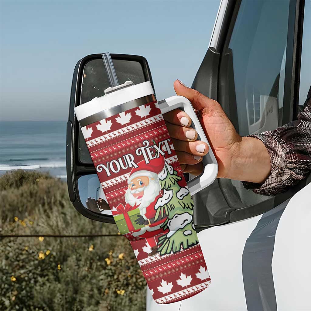 Personalized Canada Christmas Tumbler With Handle Maple Leaf Pattern - Wonder Print Shop