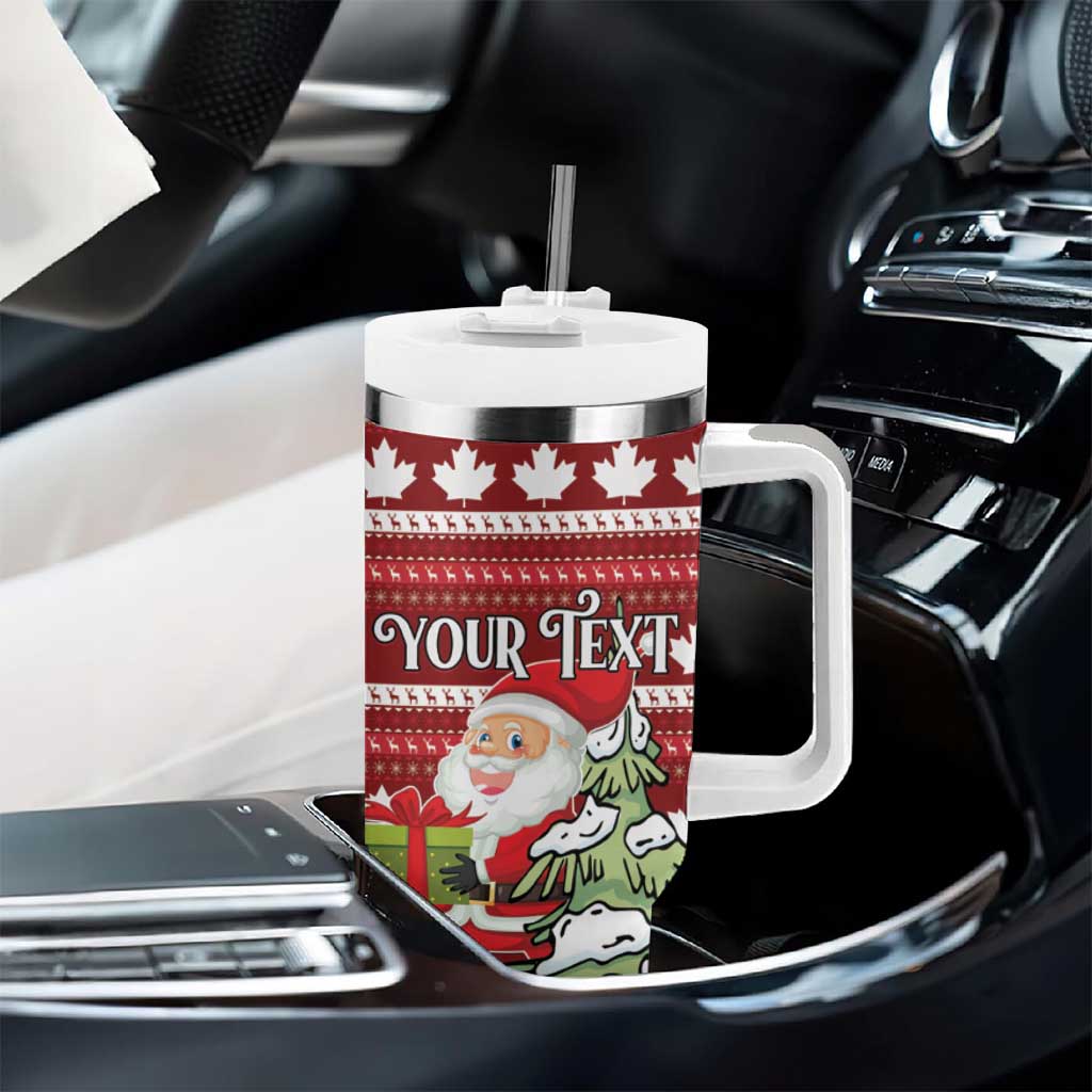 Personalized Canada Christmas Tumbler With Handle Maple Leaf Pattern - Wonder Print Shop