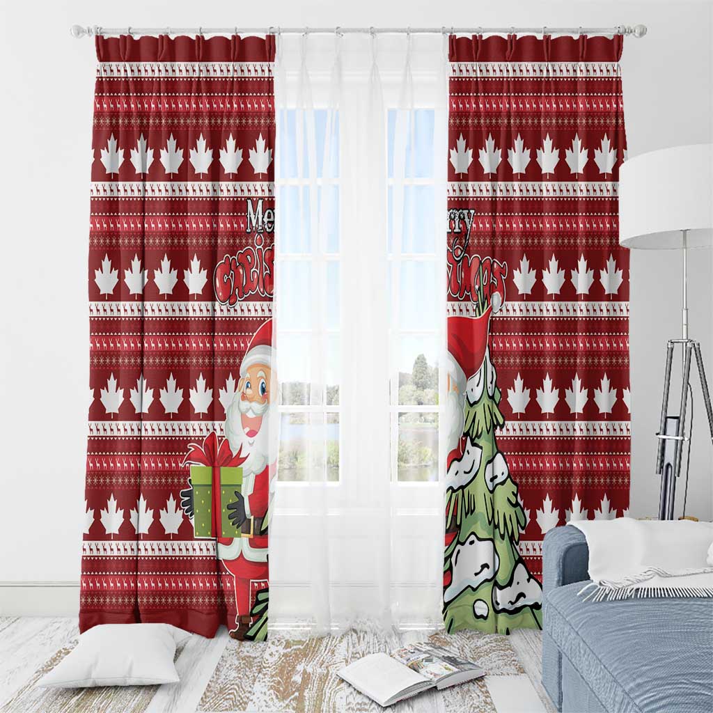 Canada Christmas Window Curtain Maple Leaf Pattern - Wonder Print Shop