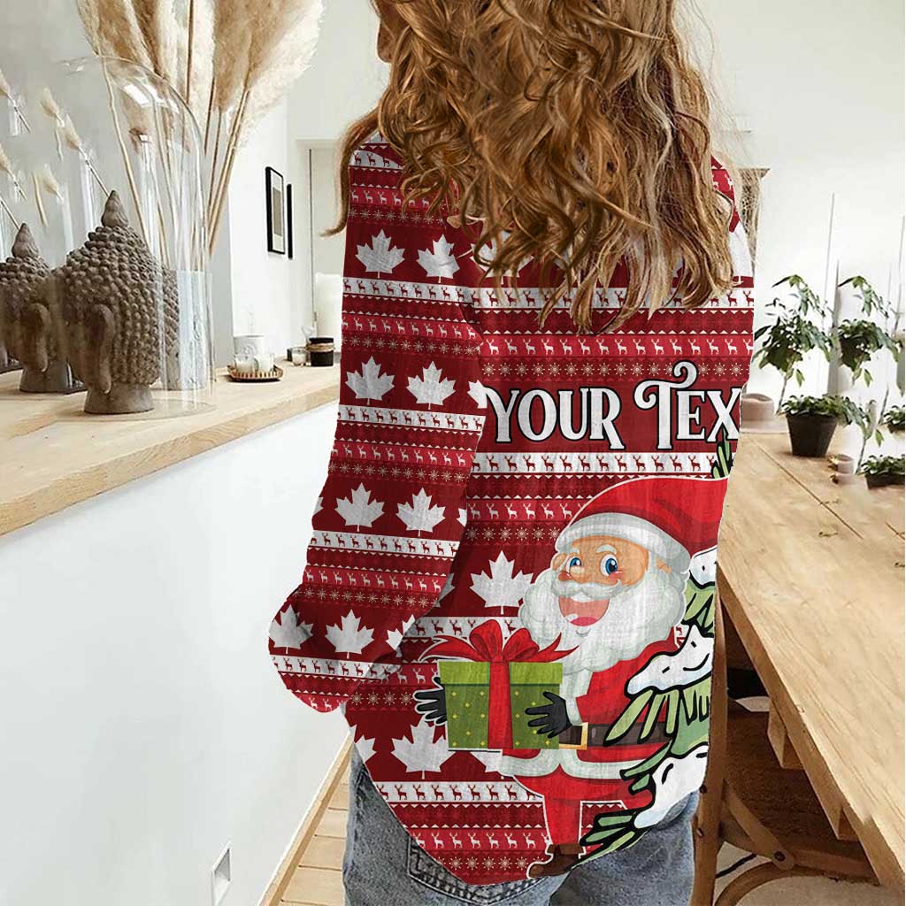 Personalized Canada Christmas Women Casual Shirt Maple Leaf Pattern - Wonder Print Shop