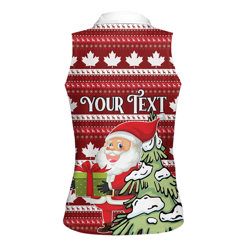 Personalized Canada Christmas Women Sleeveless Polo Shirt Maple Leaf Pattern - Wonder Print Shop