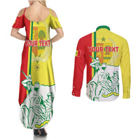 Senegal Independence Day Couples Matching Summer Maxi Dress and Long Sleeve Button Shirt Un Peuple Un But Une Foi 64th Anniversary - Wonder Print Shop
