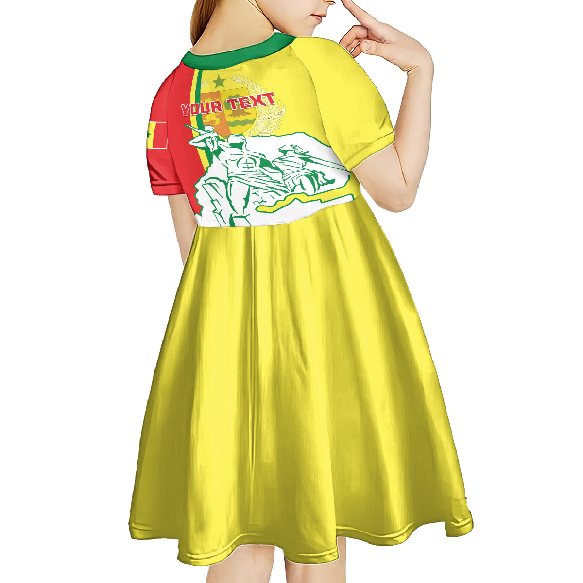 Senegal Independence Day Kid Short Sleeve Dress Un Peuple Un But Une Foi 64th Anniversary - Wonder Print Shop