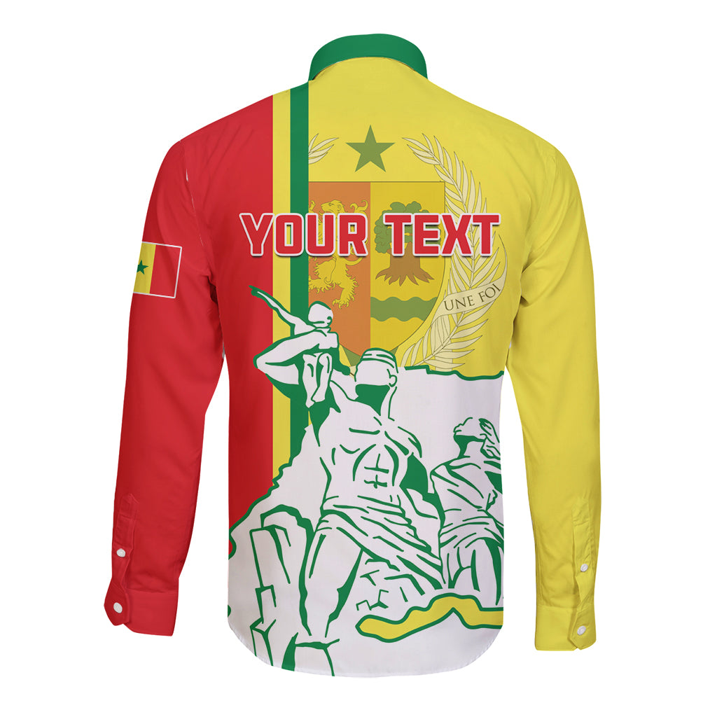 Senegal Independence Day Long Sleeve Button Shirt Un Peuple Un But Une Foi 64th Anniversary - Wonder Print Shop