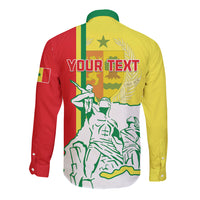 Senegal Independence Day Long Sleeve Button Shirt Un Peuple Un But Une Foi 64th Anniversary - Wonder Print Shop