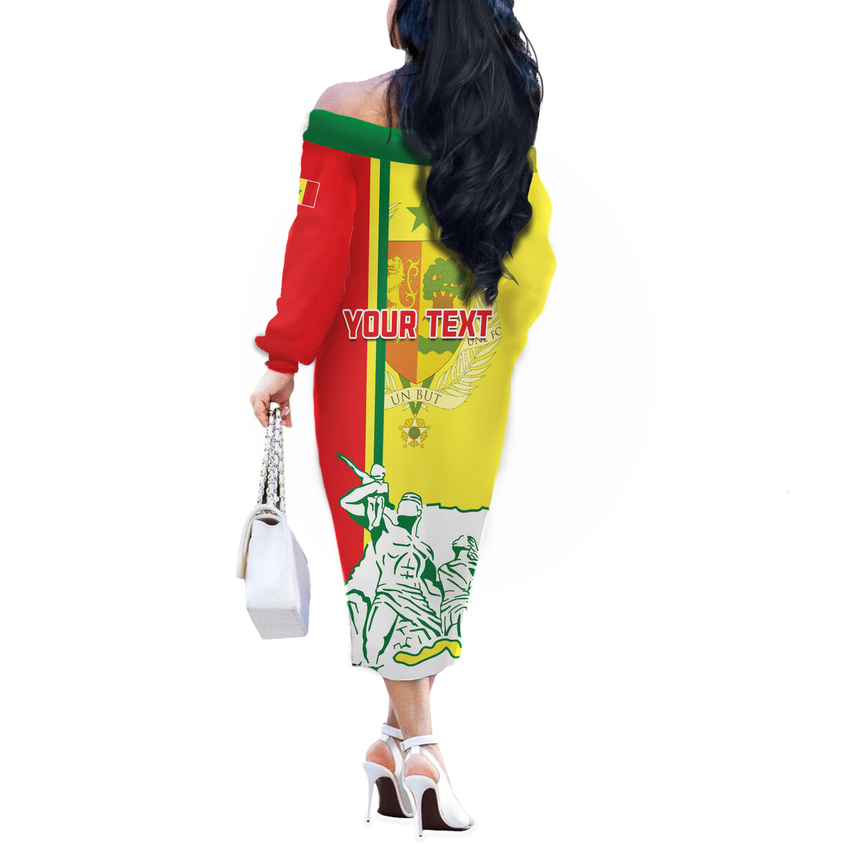 Senegal Independence Day Off The Shoulder Long Sleeve Dress Un Peuple Un But Une Foi 64th Anniversary - Wonder Print Shop