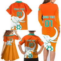 Ivory Coast Football Family Matching Long Sleeve Bodycon Dress and Hawaiian Shirt Go Les Elephants - Wonder Print Shop