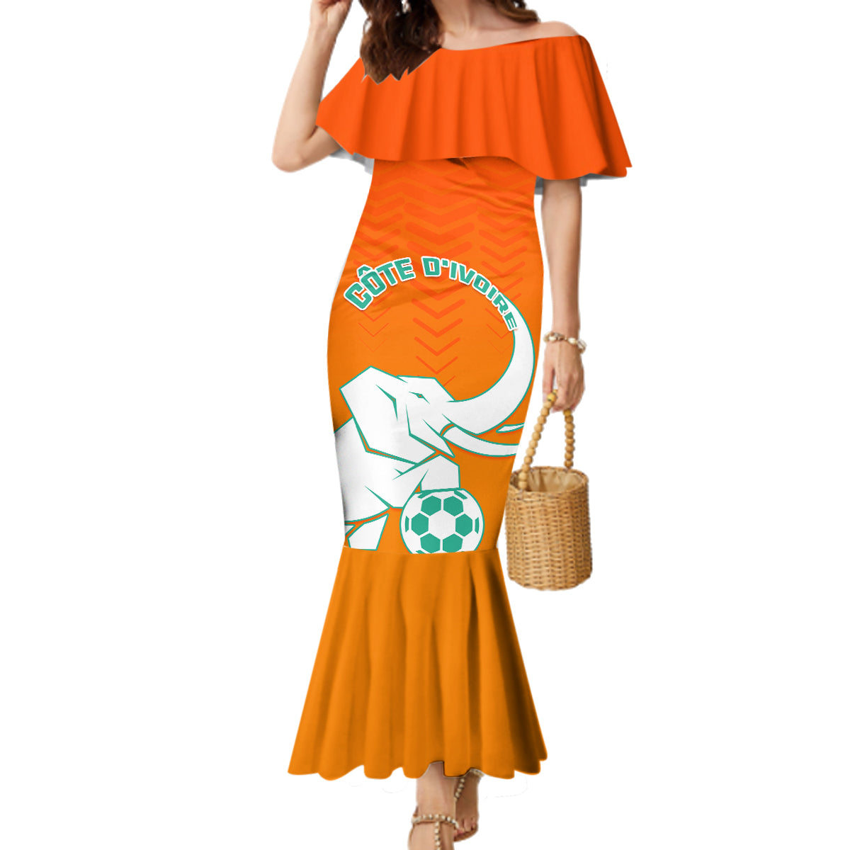 Ivory Coast Football Family Matching Mermaid Dress and Hawaiian Shirt Go Les Elephants - Wonder Print Shop
