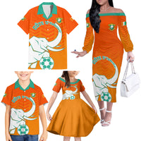Ivory Coast Football Family Matching Off Shoulder Long Sleeve Dress and Hawaiian Shirt Go Les Elephants - Wonder Print Shop