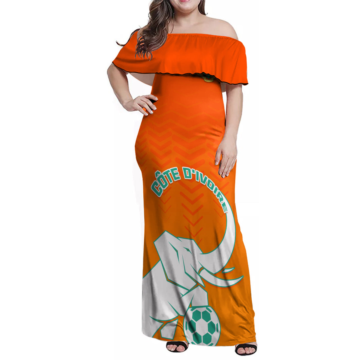 Ivory Coast Football Family Matching Off Shoulder Maxi Dress and Hawaiian Shirt Go Les Elephants - Wonder Print Shop