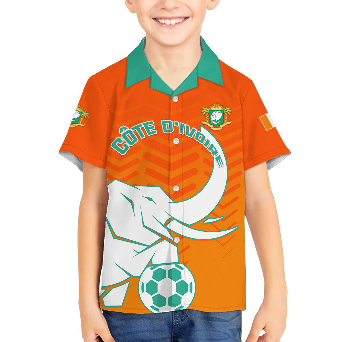 Ivory Coast Football Family Matching Off Shoulder Short Dress and Hawaiian Shirt Go Les Elephants - Wonder Print Shop