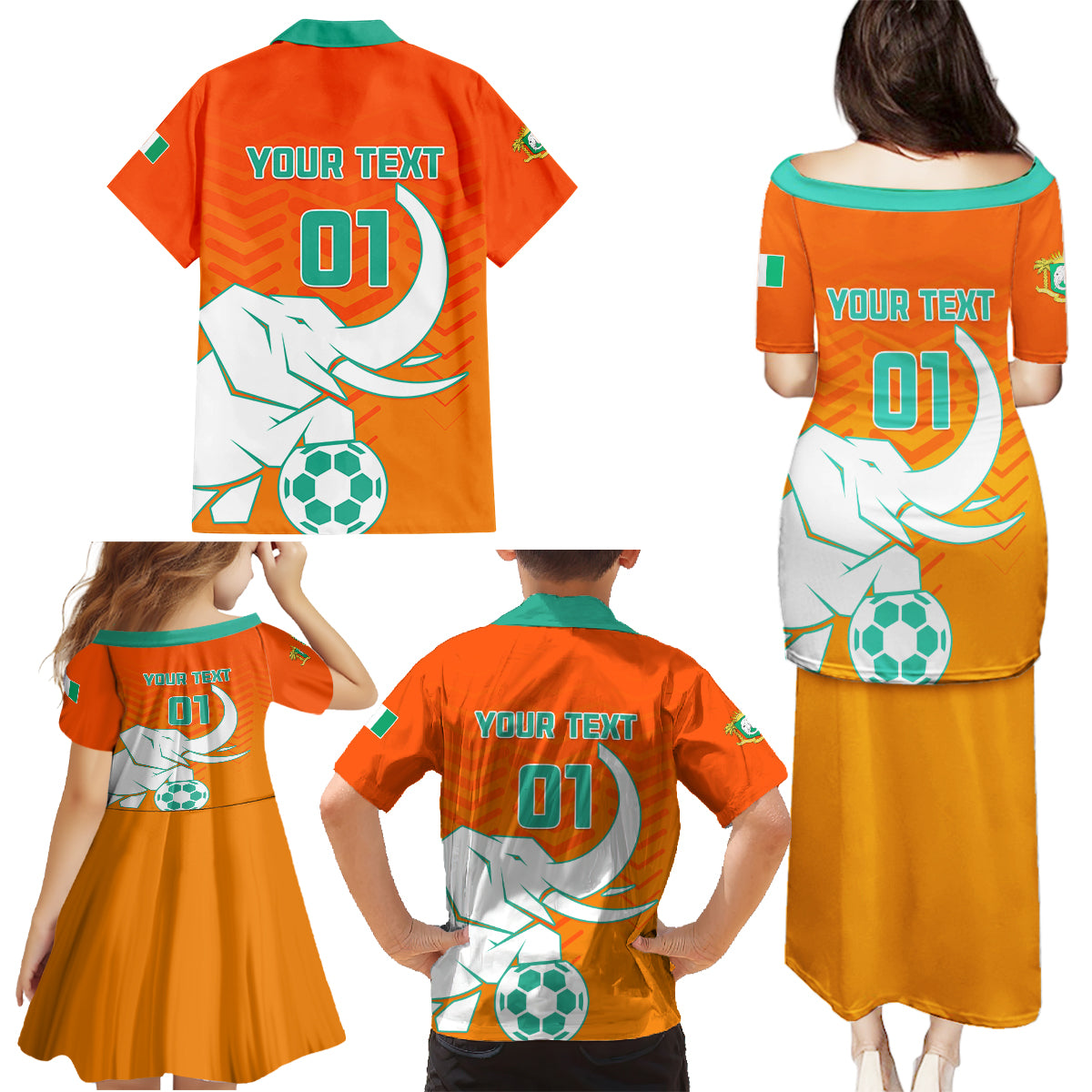 Ivory Coast Football Family Matching Puletasi and Hawaiian Shirt Go Les Elephants - Wonder Print Shop