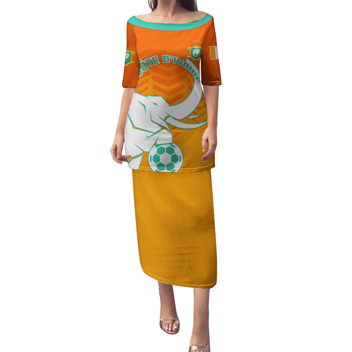 Ivory Coast Football Family Matching Puletasi and Hawaiian Shirt Go Les Elephants - Wonder Print Shop