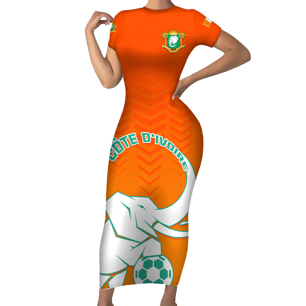 Ivory Coast Football Family Matching Short Sleeve Bodycon Dress and Hawaiian Shirt Go Les Elephants - Wonder Print Shop
