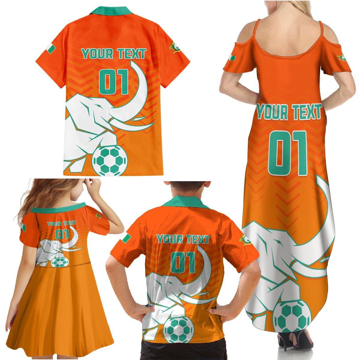 Ivory Coast Football Family Matching Summer Maxi Dress and Hawaiian Shirt Go Les Elephants - Wonder Print Shop