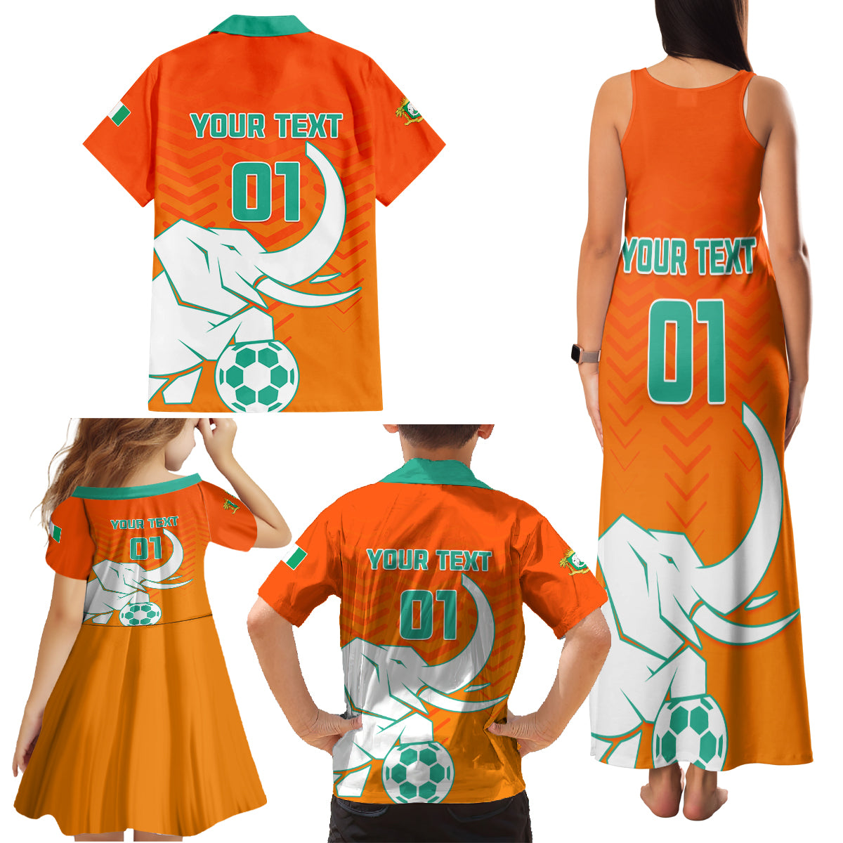 Ivory Coast Football Family Matching Tank Maxi Dress and Hawaiian Shirt Go Les Elephants - Wonder Print Shop