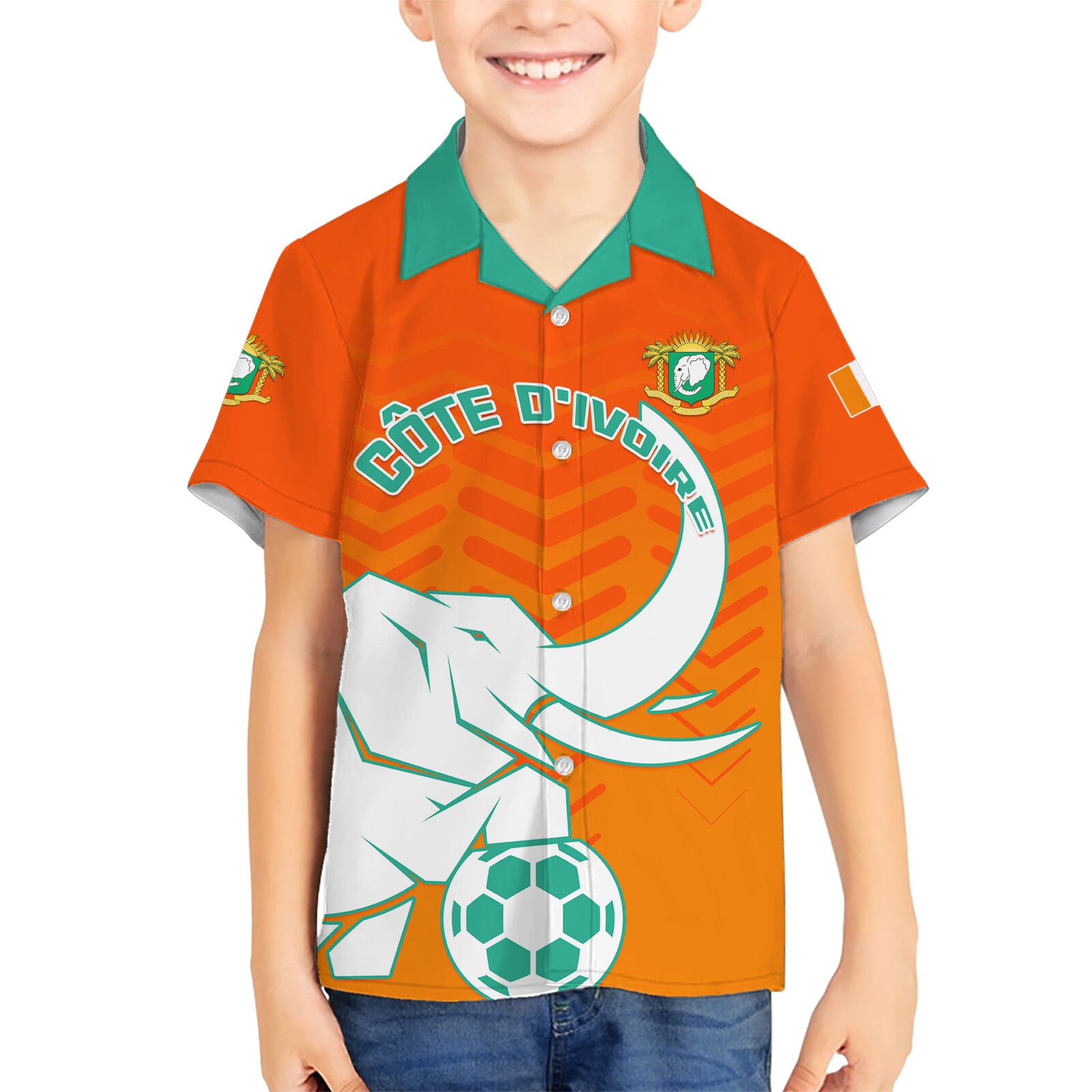 Ivory Coast Football Kid Hawaiian Shirt Go Les Elephants - Wonder Print Shop