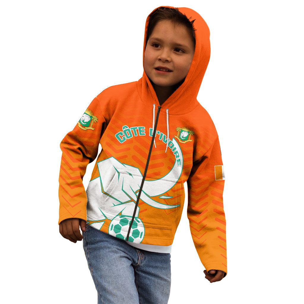 Ivory Coast Football Kid Hoodie Go Les Elephants - Wonder Print Shop