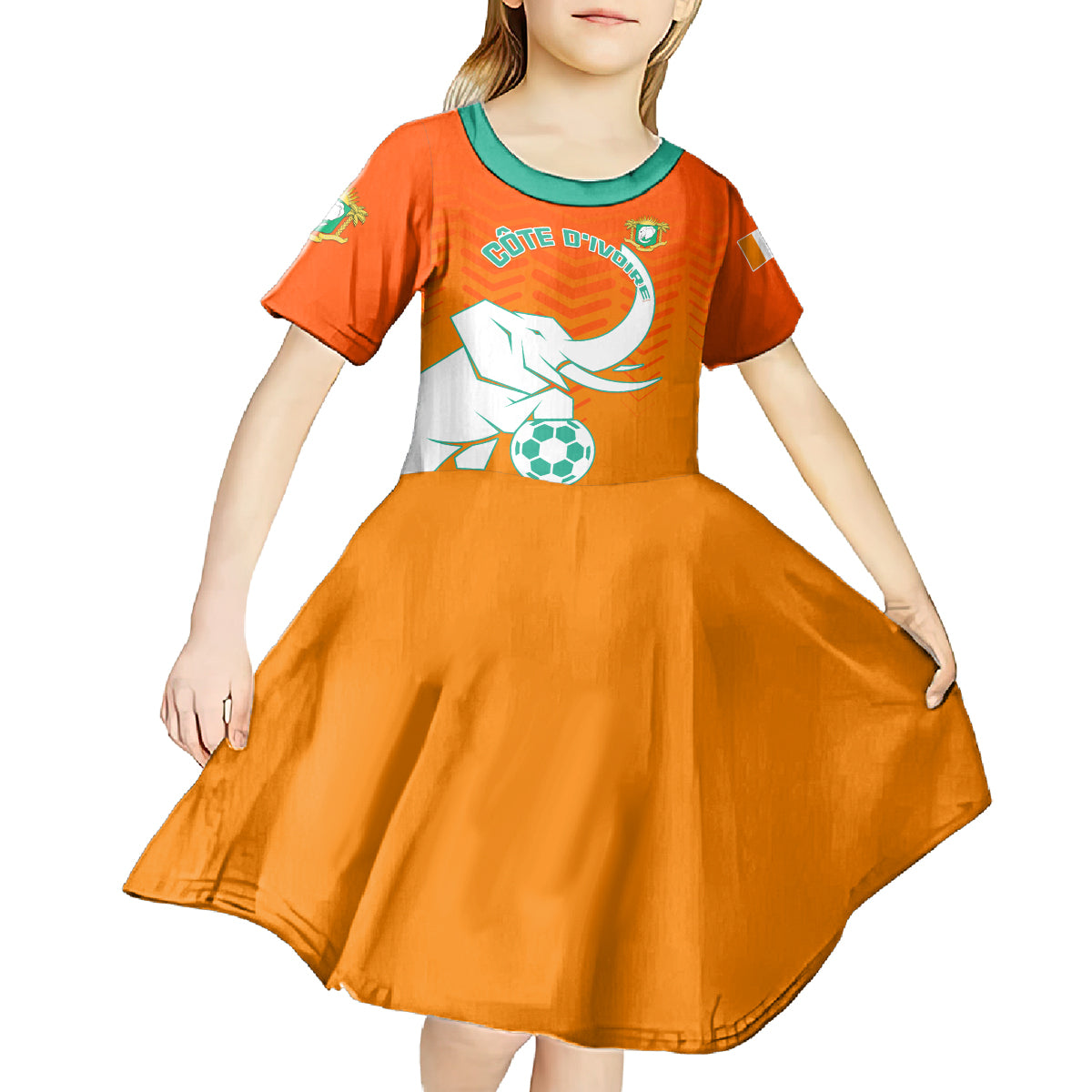 Ivory Coast Football Kid Short Sleeve Dress Go Les Elephants - Wonder Print Shop