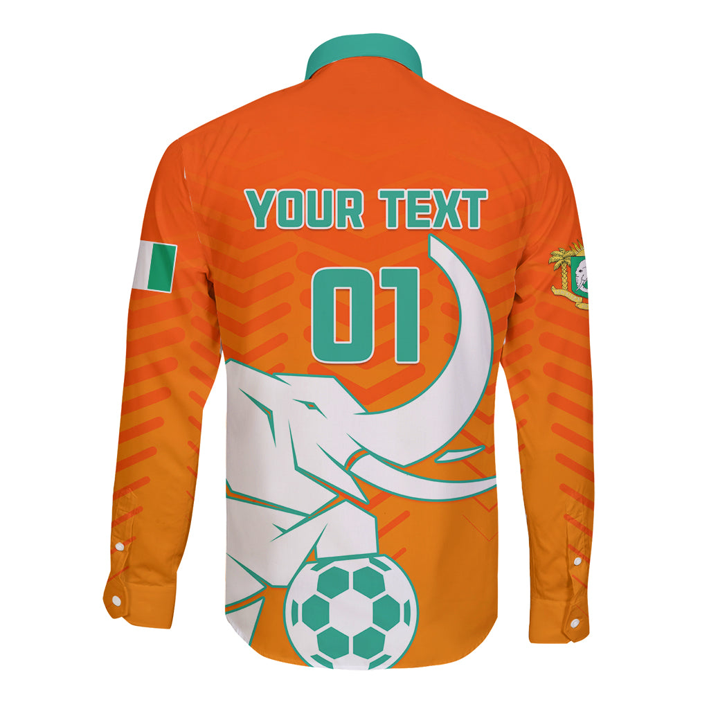 Ivory Coast Football Long Sleeve Button Shirt Go Les Elephants - Wonder Print Shop