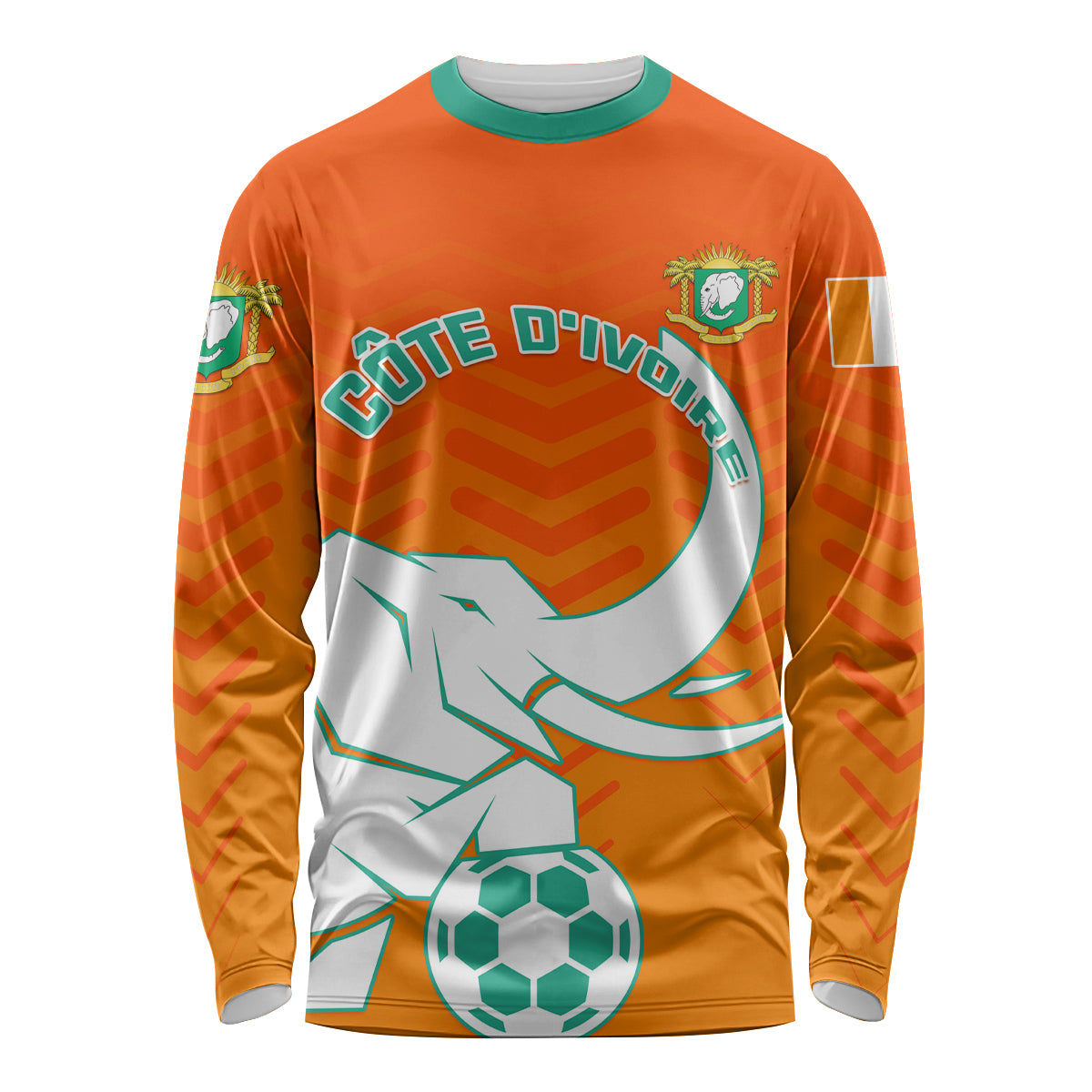 Ivory Coast Football Long Sleeve Shirt Go Les Elephants - Wonder Print Shop