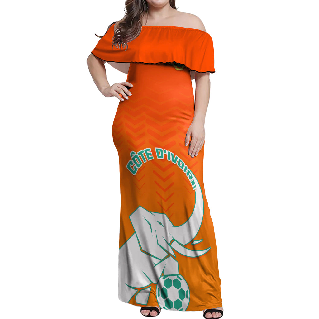 Ivory Coast Football Off Shoulder Maxi Dress Go Les Elephants - Wonder Print Shop