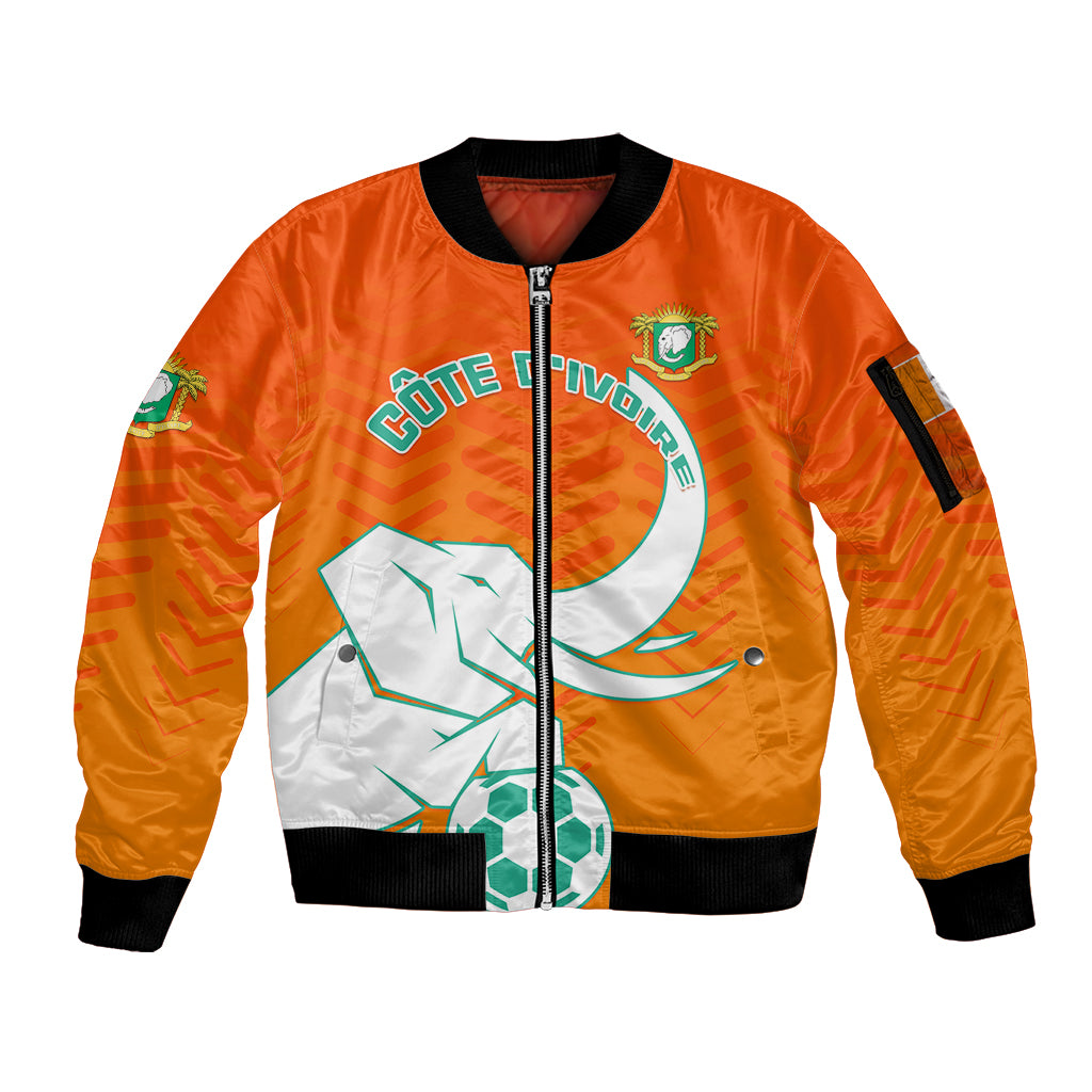 Ivory Coast Football Sleeve Zip Bomber Jacket Go Les Elephants - Wonder Print Shop
