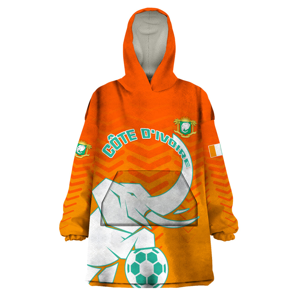 Ivory Coast Football Wearable Blanket Hoodie Go Les Elephants - Wonder Print Shop