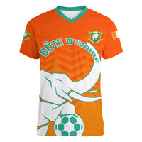 Ivory Coast Football Women V Neck T Shirt Go Les Elephants - Wonder Print Shop
