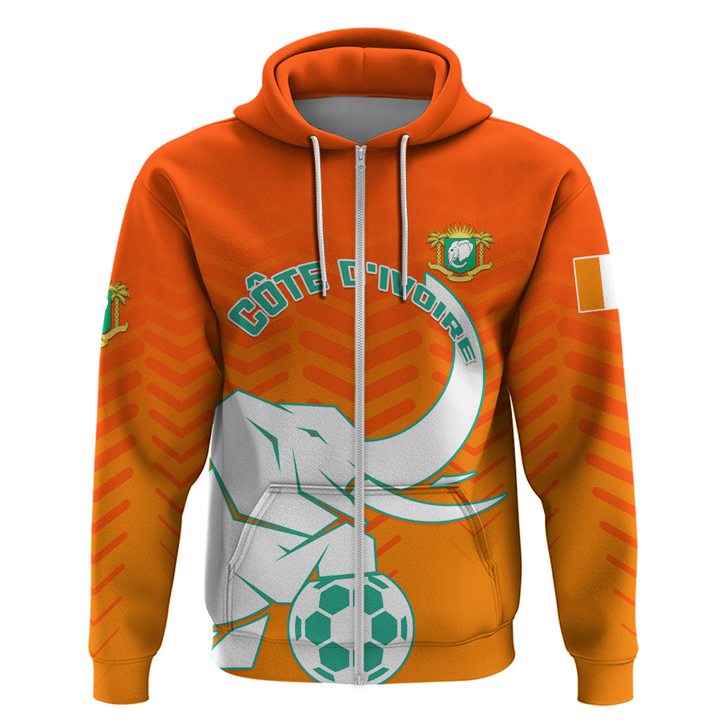 Ivory Coast Football Zip Hoodie Go Les Elephants - Wonder Print Shop