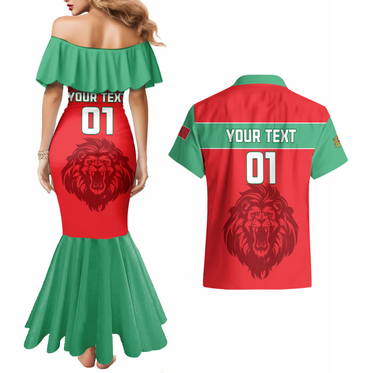 Morocco Football Couples Matching Mermaid Dress and Hawaiian Shirt Go The Atlas Lions - Wonder Print Shop