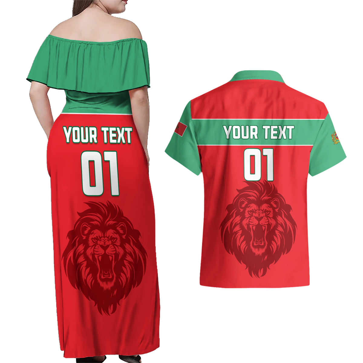 Morocco Football Couples Matching Off Shoulder Maxi Dress and Hawaiian Shirt Go The Atlas Lions - Wonder Print Shop