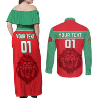 Morocco Football Couples Matching Off Shoulder Maxi Dress and Long Sleeve Button Shirt Go The Atlas Lions - Wonder Print Shop