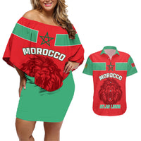 Morocco Football Couples Matching Off Shoulder Short Dress and Hawaiian Shirt Go The Atlas Lions - Wonder Print Shop
