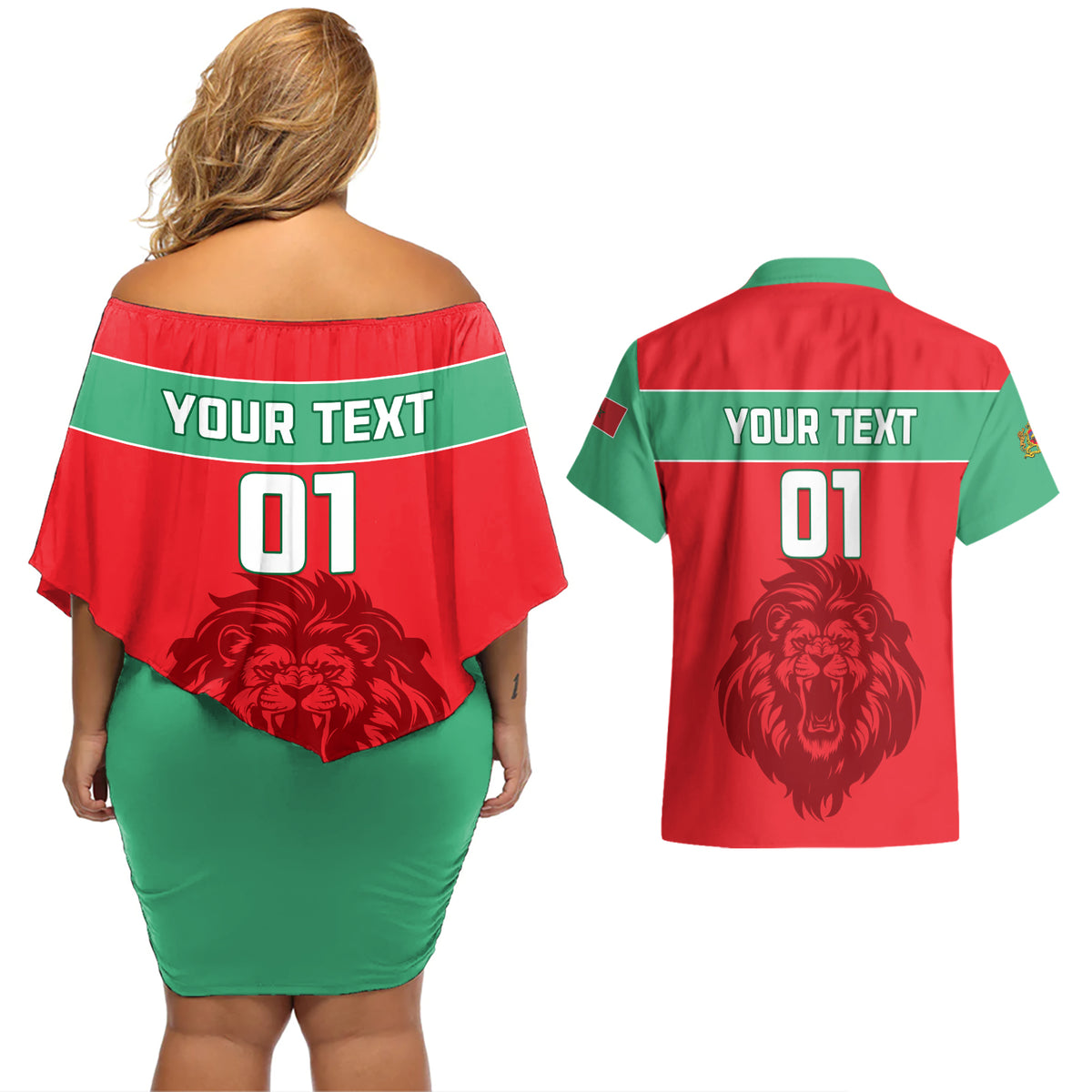Morocco Football Couples Matching Off Shoulder Short Dress and Hawaiian Shirt Go The Atlas Lions - Wonder Print Shop
