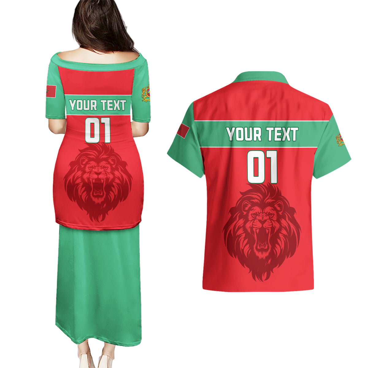 Morocco Football Couples Matching Puletasi and Hawaiian Shirt Go The Atlas Lions - Wonder Print Shop