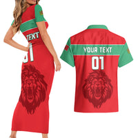 Morocco Football Couples Matching Short Sleeve Bodycon Dress and Hawaiian Shirt Go The Atlas Lions - Wonder Print Shop